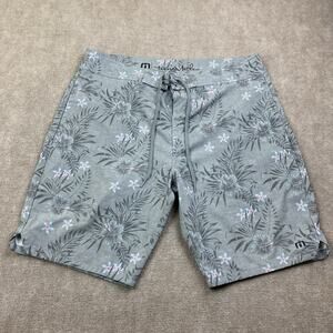 Travis Mathew Boardshorts Gray Floral Print Shorts Men’s Size Large
